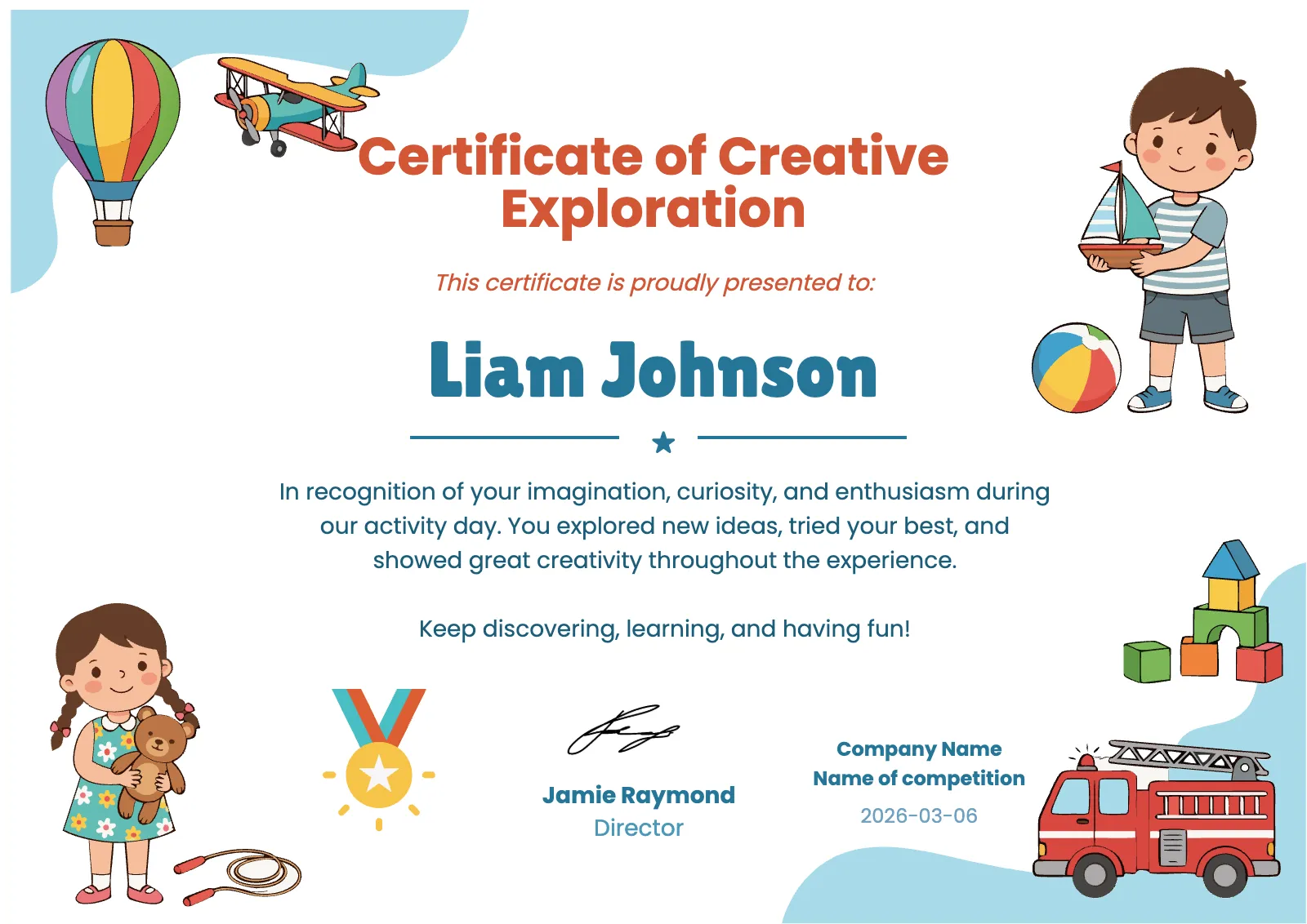 Certificate of Creative Exploration - Free Kids Certificate Template