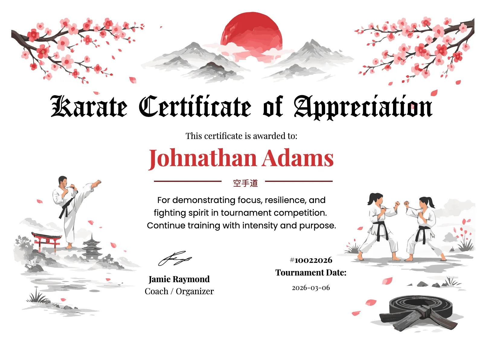 Karate Certificate of Appreciation Certificate Template