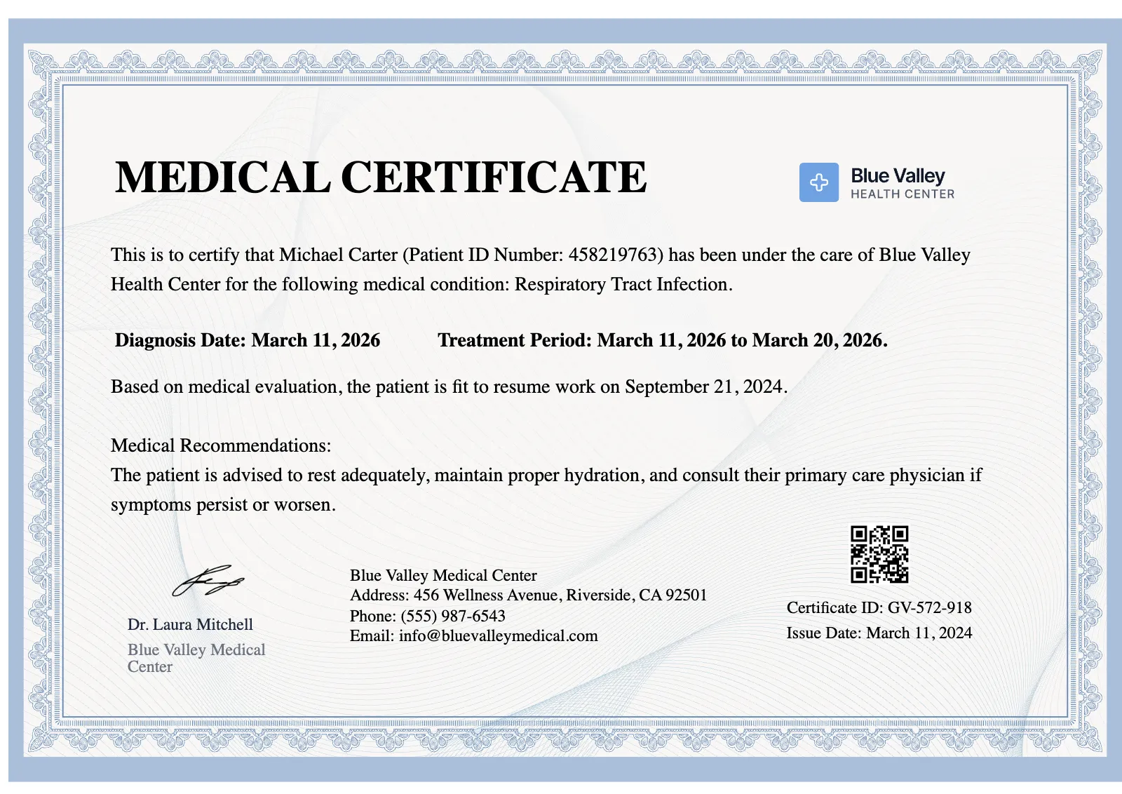 Medical Certificate Certificate Template